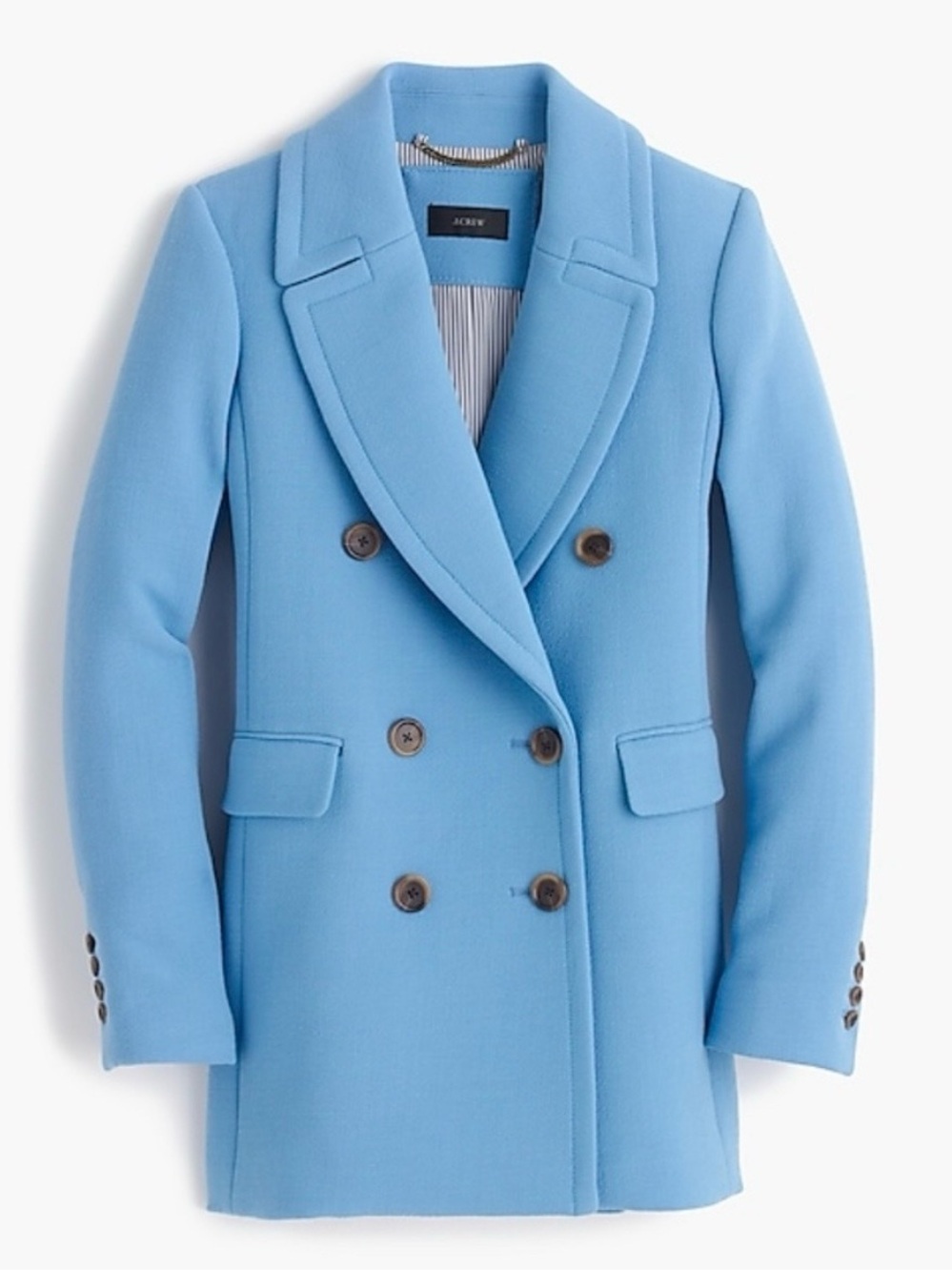 J.Crew Italian Wool Double Cloth Blue Double-Breasted Womens Pea Coat Size 4